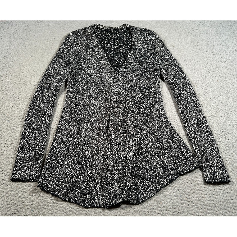Eileen Fisher Cardigan Sweater Womens‎ S Petite Black White Knit Open Front